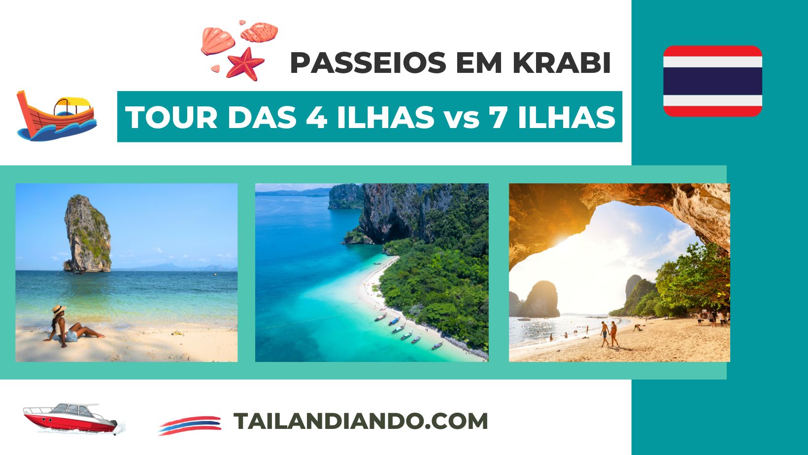 Diferença entre o passeio 4 ilhas e 7 ilhas em Krabi - passeios em Krabi pela Tailandiando - agência brasileira na Tailândia