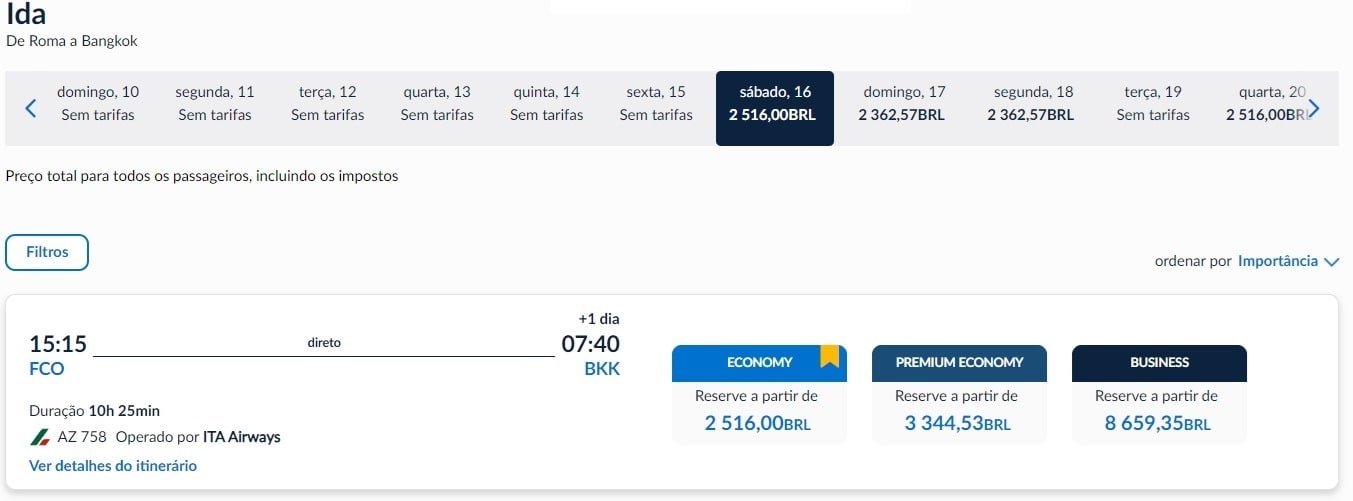 Novo voo da ITA Airways de Roma para a Tailândia - Tela 3