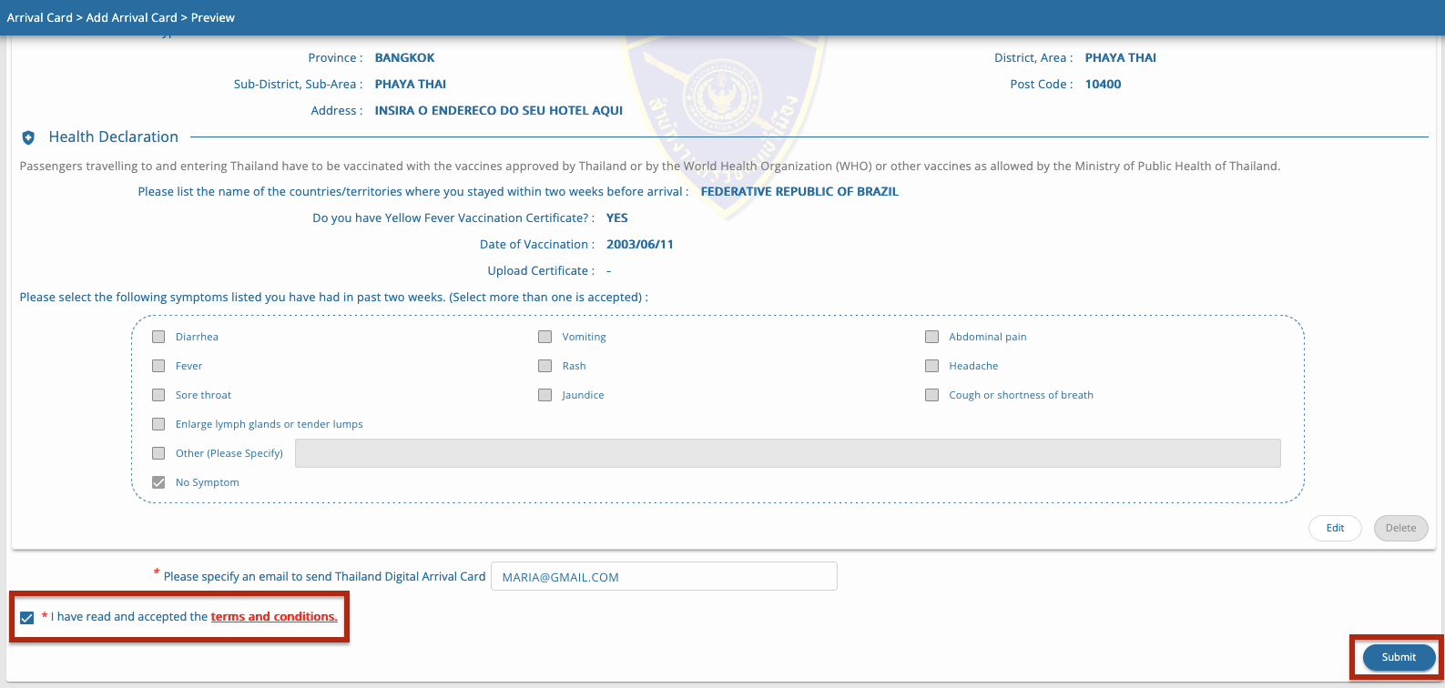 Finalizando o preenchimento do TDAC Finalizando o preenchimento do TDAC