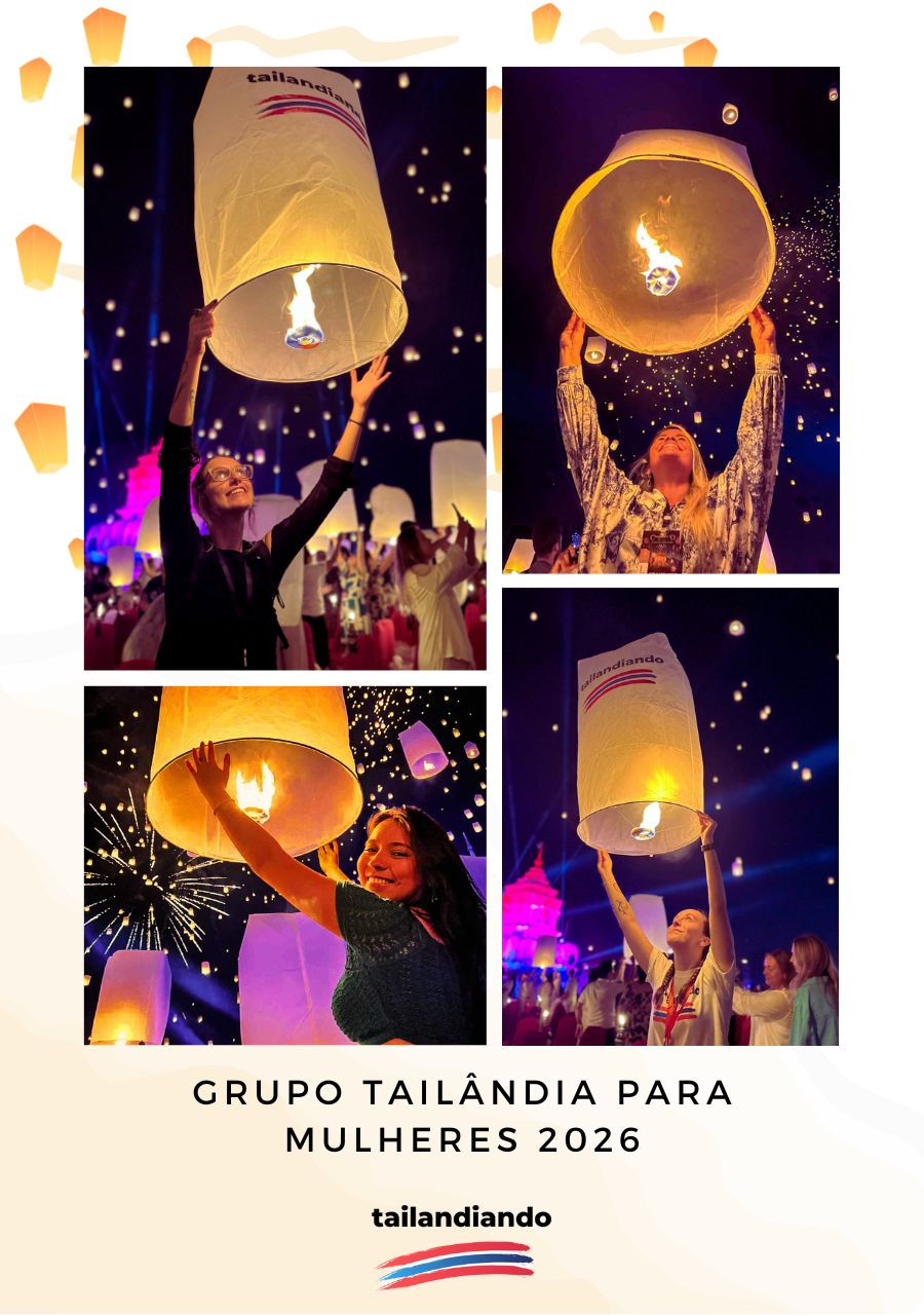 Grupo de Mulheres para o Festival das Lanternas na Tail&acirc;ndia