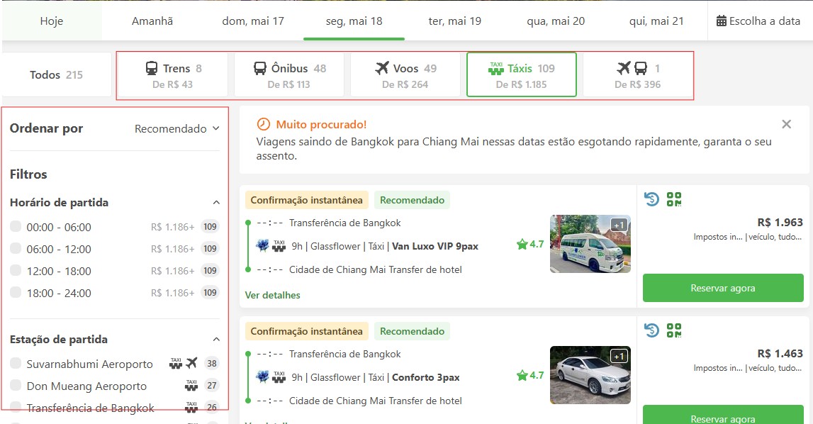 Refinando a busca de transporte na Tailândia pelo 12go Asia Refinando a busca de transporte na Tailândia pelo 12go Asia