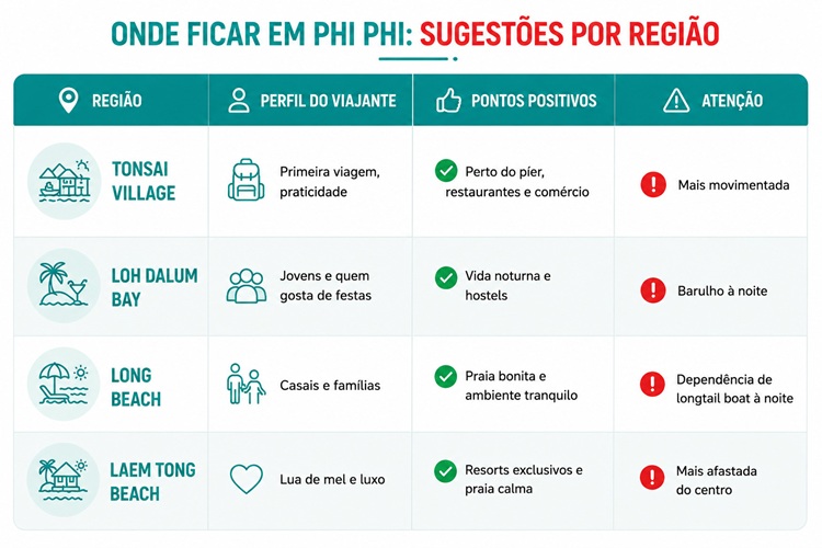 Onde ficar em Phi Phi - sugestões por região Onde ficar em Phi Phi - sugestões por região